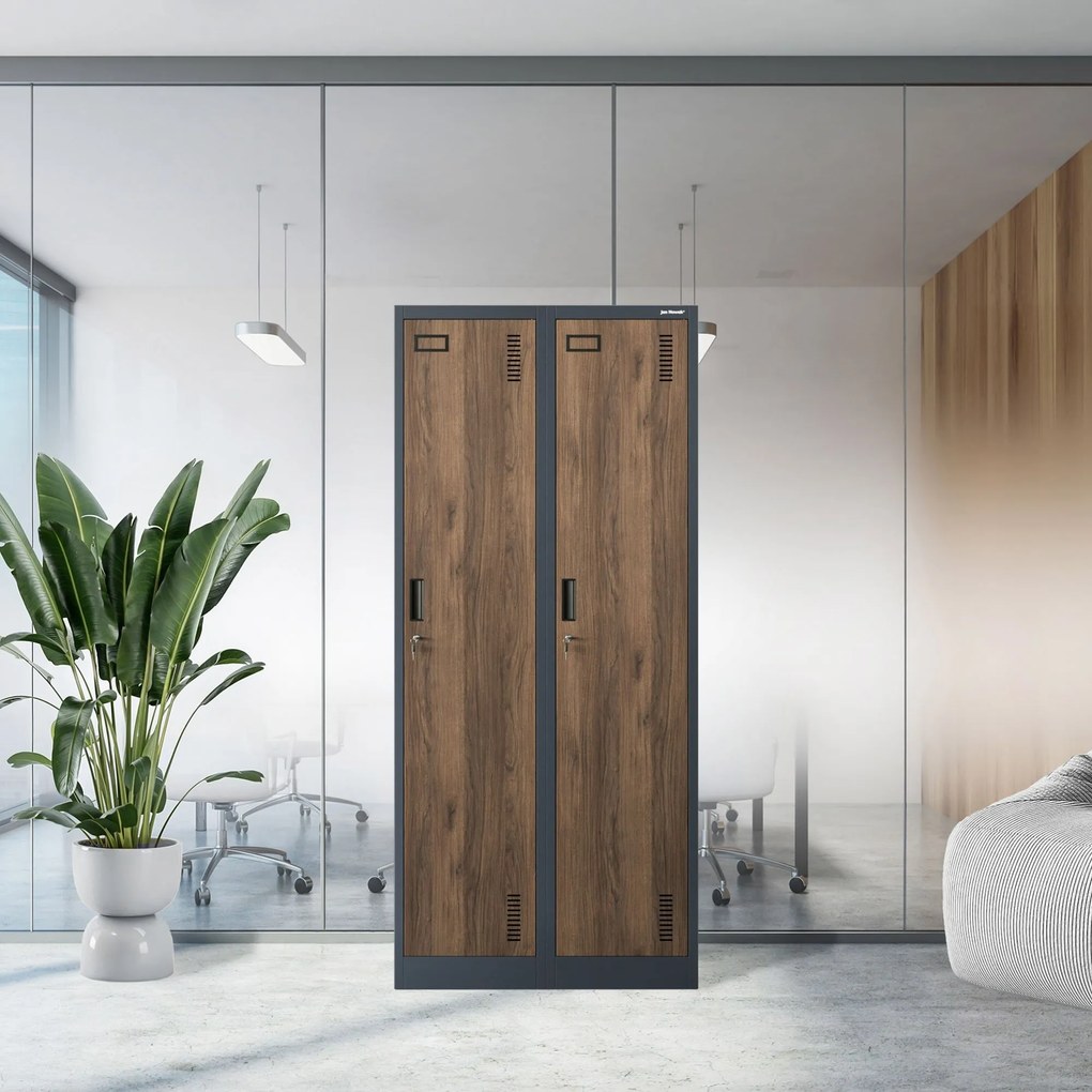 Négyrekeszes munkásszekrény, antracit/dió, 800x1800x500 mm: KACPER Eco Design