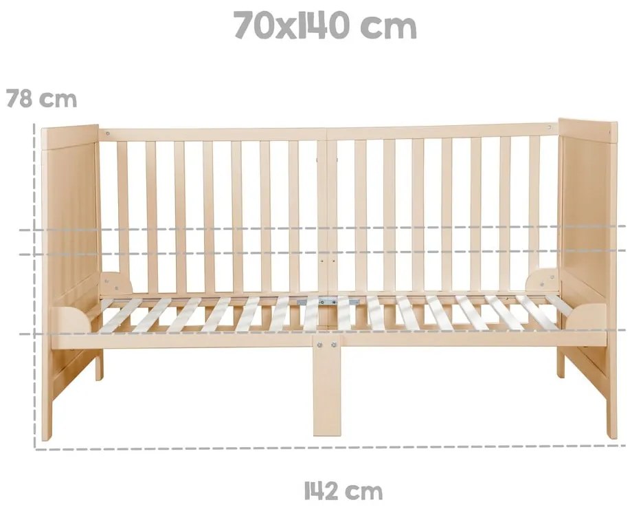 Natúr színű babaágy állítható magassággal 70x140 cm Easy Sleep – Roba