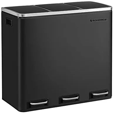 Szelektív szemeteskuka 3x18L, fekete