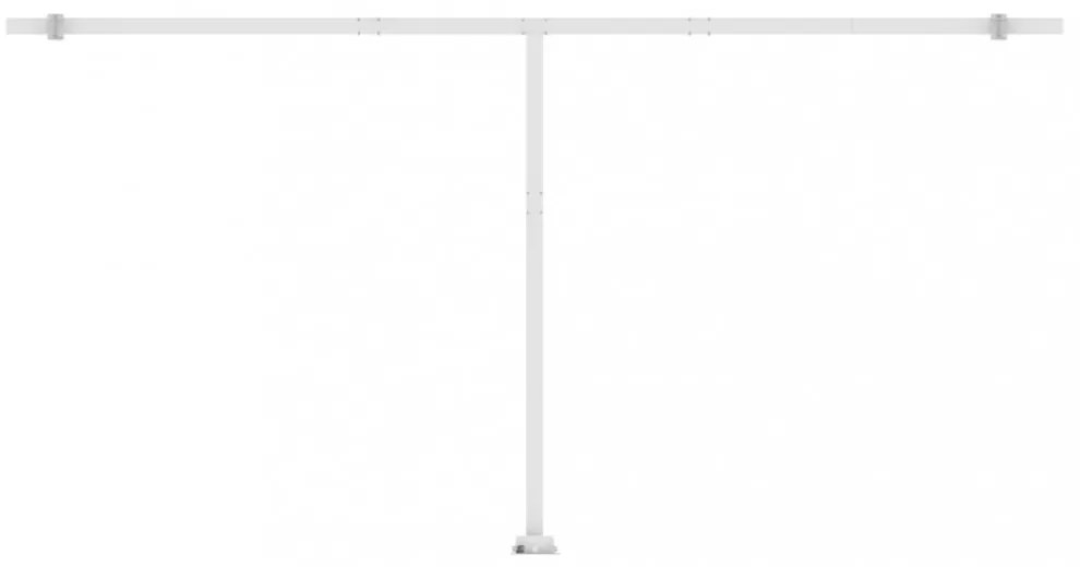 sárga-fehér kézzel kihúzható póznás napellenző 600 x 350 cm