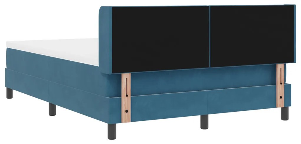 Boxspring Ágy Matrac nélkül Sötétkék 140x190 cm Bársony