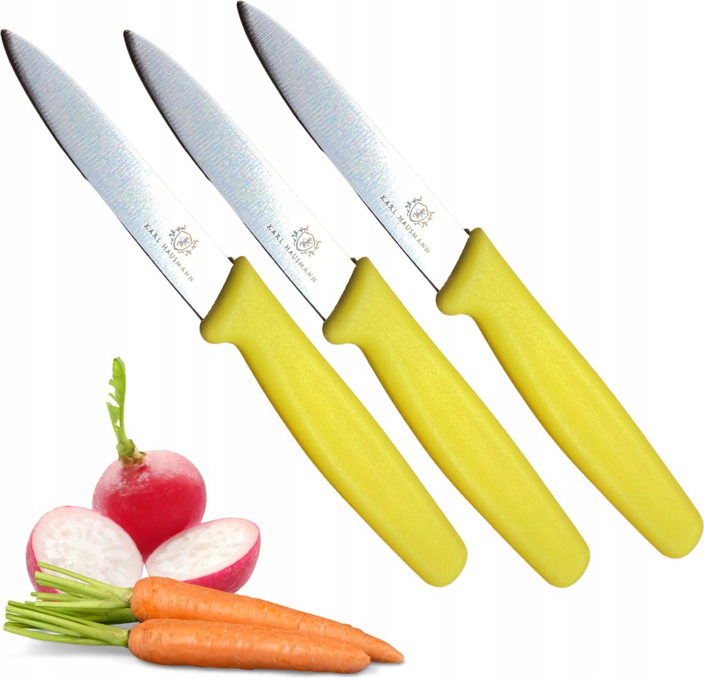 Kés Konyhai kés szett 3x Sárga Karl Hausmann rozsdamentes acél kések