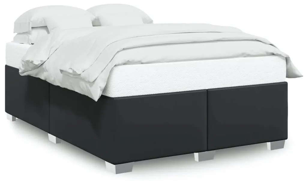 fekete műbőr ágykeret 160x200 cm