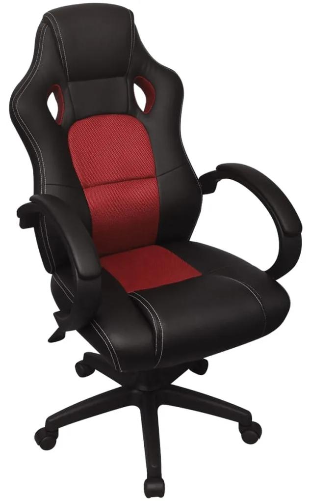 vidaXL vezetői versenyautó műbőr irodai szék piros