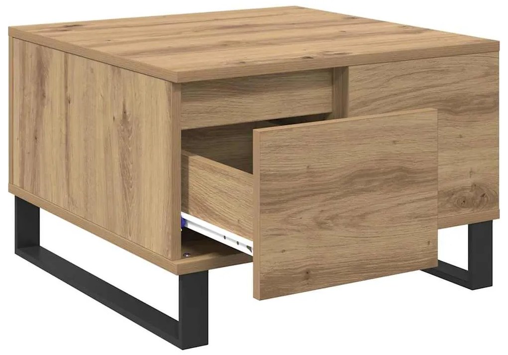 Dohányzóasztal fiókkal kézműves tölgy 55 x 55 x 36.5 cm Faanyag