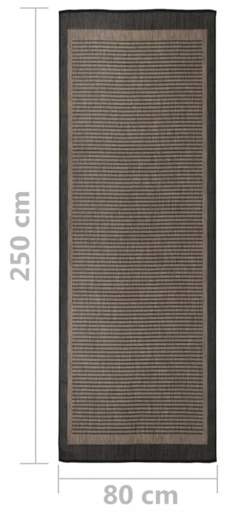 sötétbarna lapos szövésű kültéri szőnyeg 80 x 250 cm