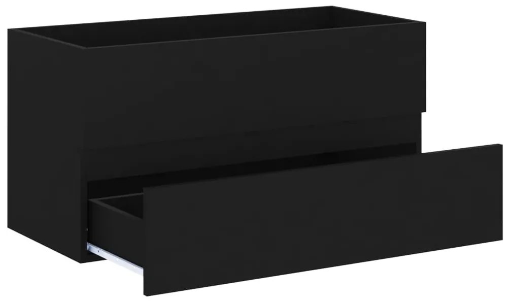 Fekete szerelt fa mosdószekrény 90 x 38,5 x 45 cm