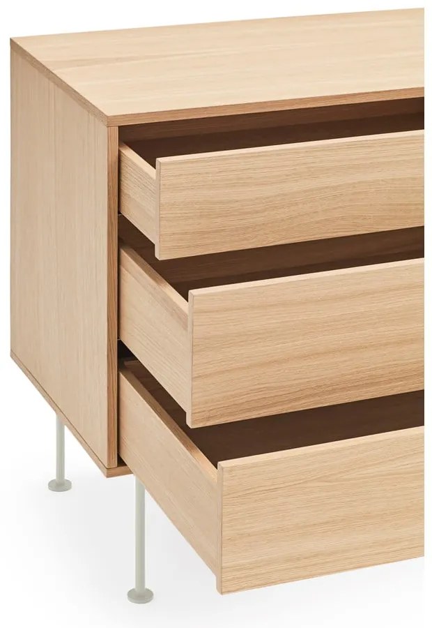 Yoko krémfehér komód tölgyfa dekorral, szélesség 180 cm - Teulat