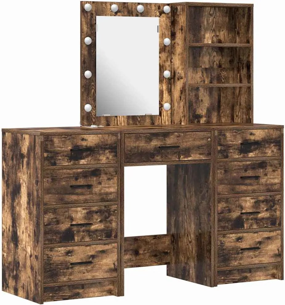 vidaXL Öltözködőasztal fiókkal 3 pcs Barna 40 x 41 x 135 cm Faanyag