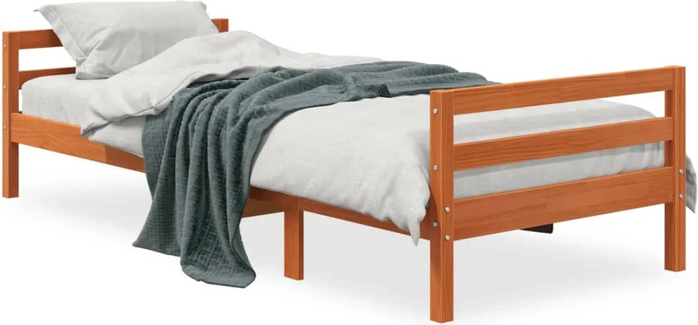 vidaXL viaszbarna tömör fenyő ágykeret matrac nélkül 80x200 cm