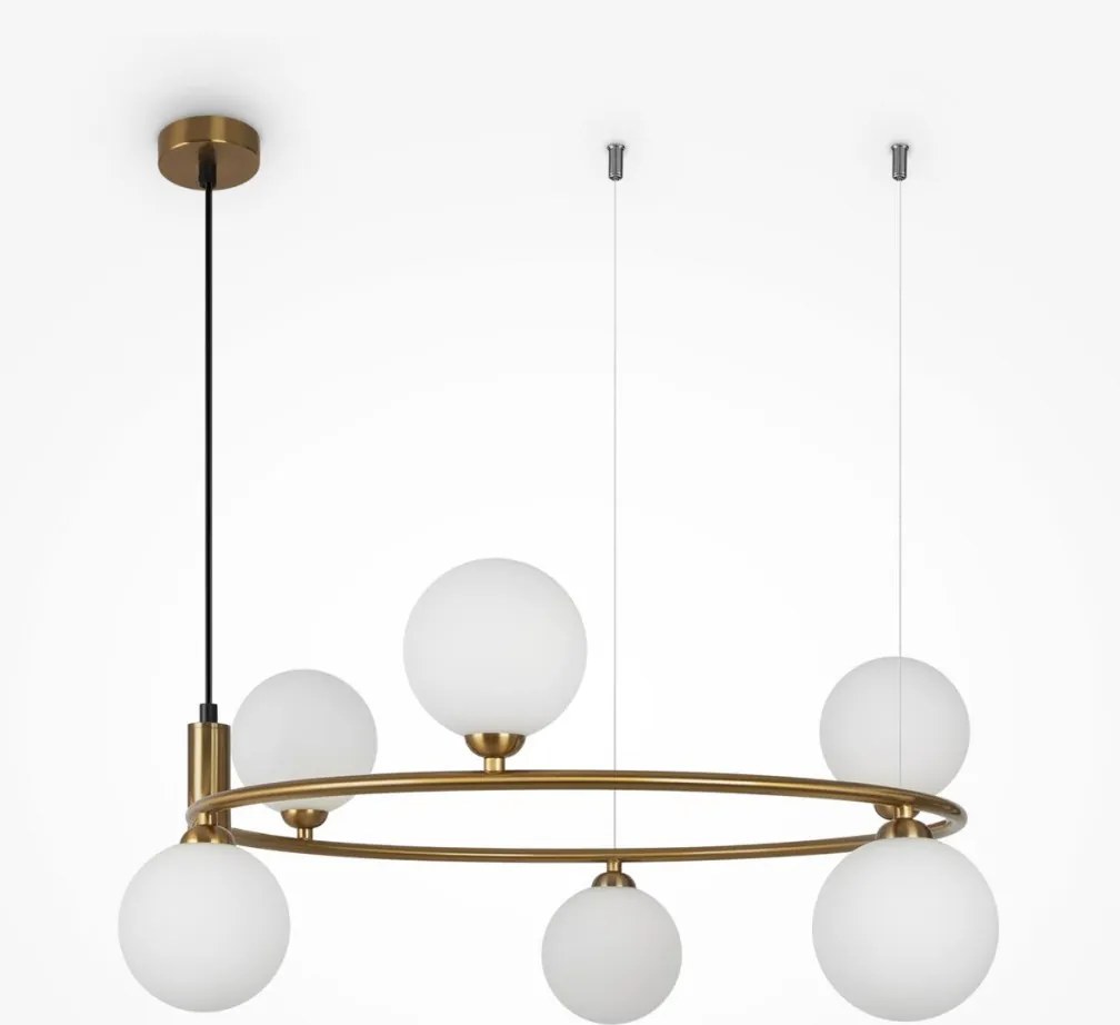 MAYTONI MOD013PL-06BS1 RING Modern Függesztett Lámpa Fehér, Sárgaréz G9 IP20