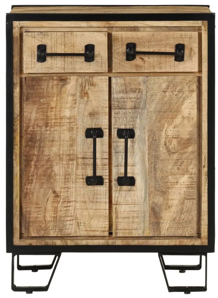 tömör mangófa és vas tálalószekrény 2 fiókkal 53 x 31 x 72 cm