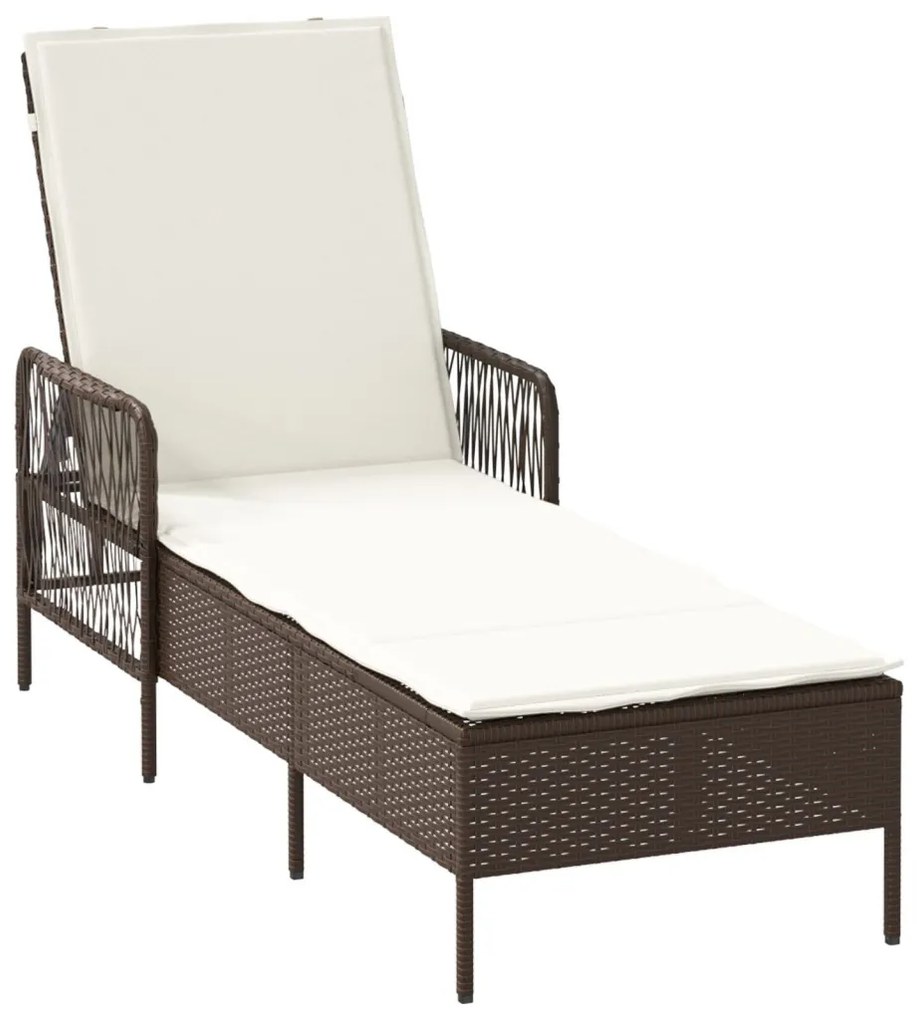Napágy Barna és krémfehér PE Rattan 157 x 55 x 92 cm