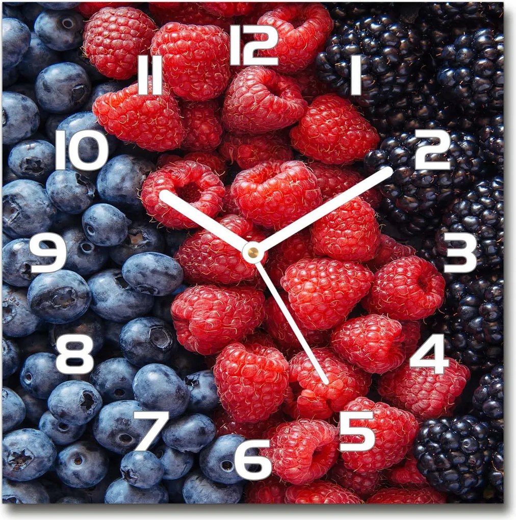 Edzett üveg falióra Erdei gyümölcsök 30x30 cm