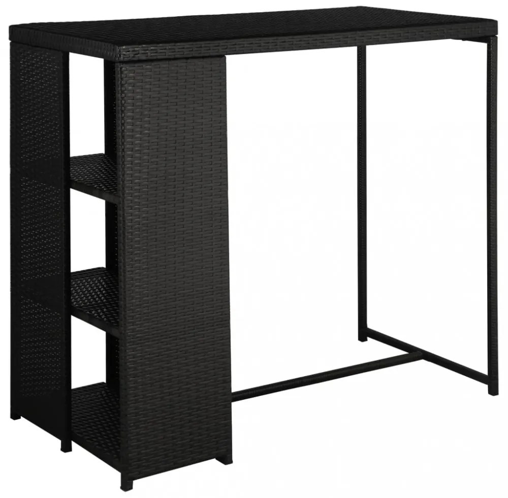 5 darabos fekete polyrattan kerti bárszett párnákkal