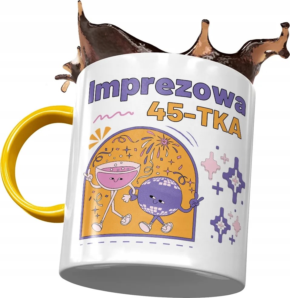 Sárga Bögre Születésnapra 45 45-es 45-ös Ajándék Nyomtatott Fotóval