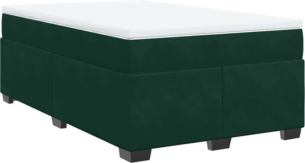 vidaXL sötétzöld bársony rugós ágy matraccal 120 x 200 cm