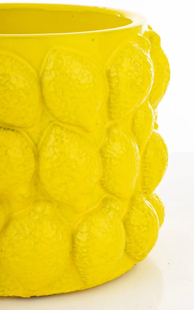 Modern design Kaspó kerámia sárga 10x12x12 belső lyuk 8cm