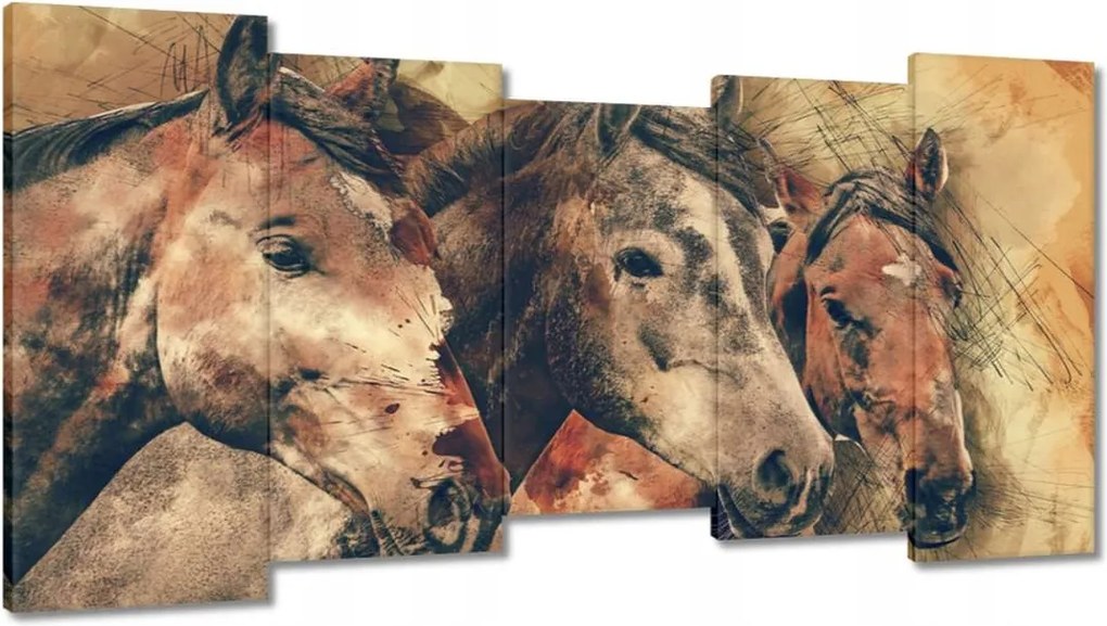 Vászonkép 150x80 Lófejek