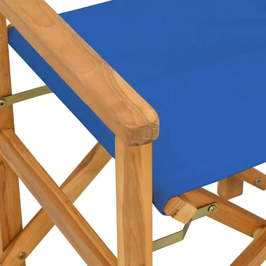 Összecsukható rendezői szék Kék tömörfa teak