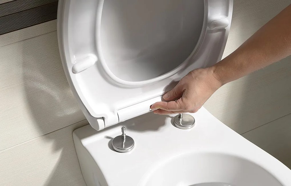 Sapho, AVVA Slim WC-ülőke lassú zárással, fehér / króm, 100787