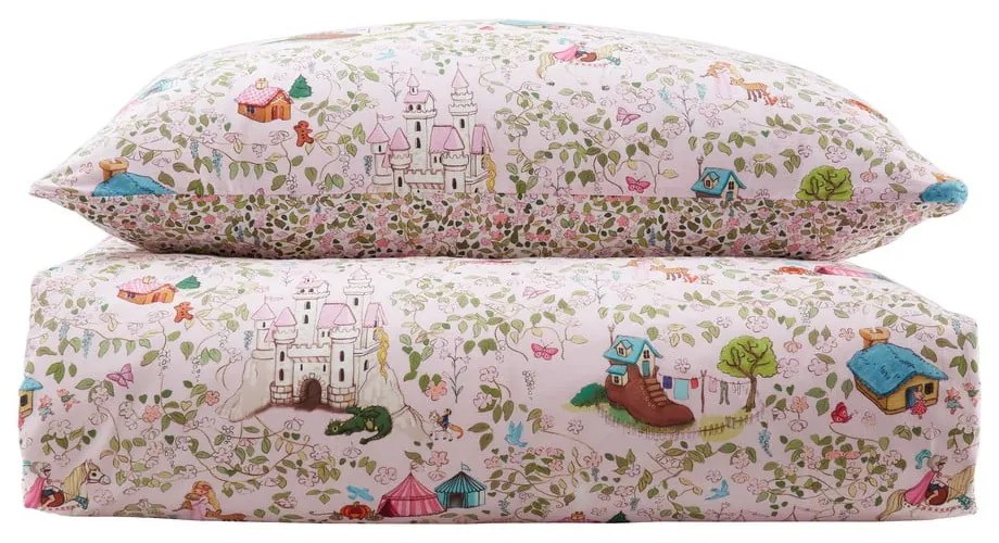 Rózsaszín egyszemélyes pamut gyerek ágyneműhuzat 135x200 cm Fairytale – Belle & Boo
