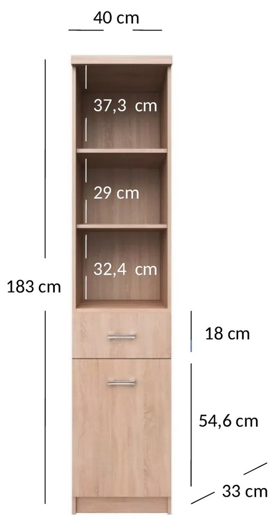 Regál Tianna (szonoma tölgy). Akció -17%. 1053326