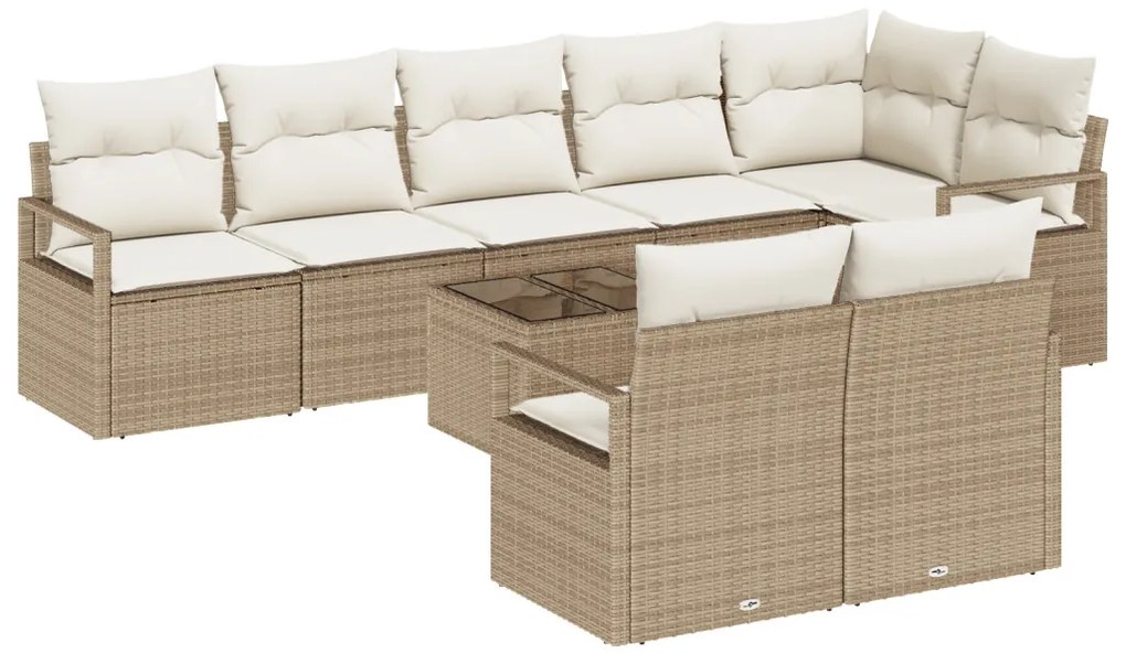 9 részes kerti kanapészett párnákkal Barna Poly Rattan