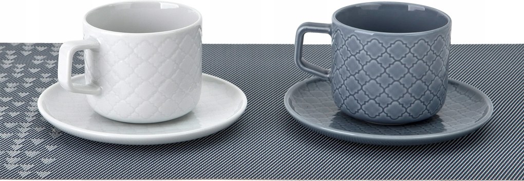 Porcelán csésze 250 ml csészealj Marrakesh Fehér