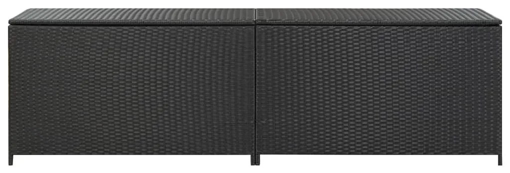 Fekete polyrattan kerti tárolóláda 200 x 50 x 60 cm