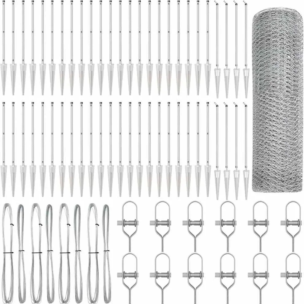 vidaXL Kerítésoszlop Ezüst 100 x 0,4 m (13 mm háló) Acél