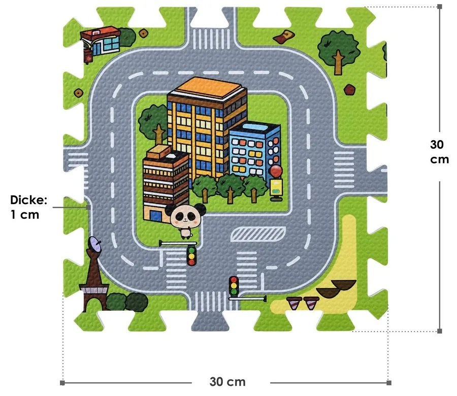 Jascha gyermek puzzle szőnyeg, 9 részes, utcák