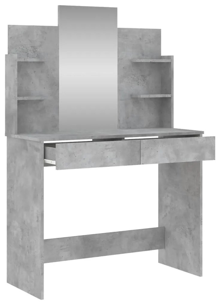 betonszürke fésülködőasztal tükörrel 96 x 39 x 142 cm