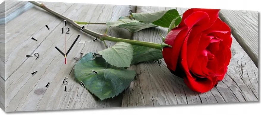 Falióra 100x40 Vörös rózsa a deszkákon