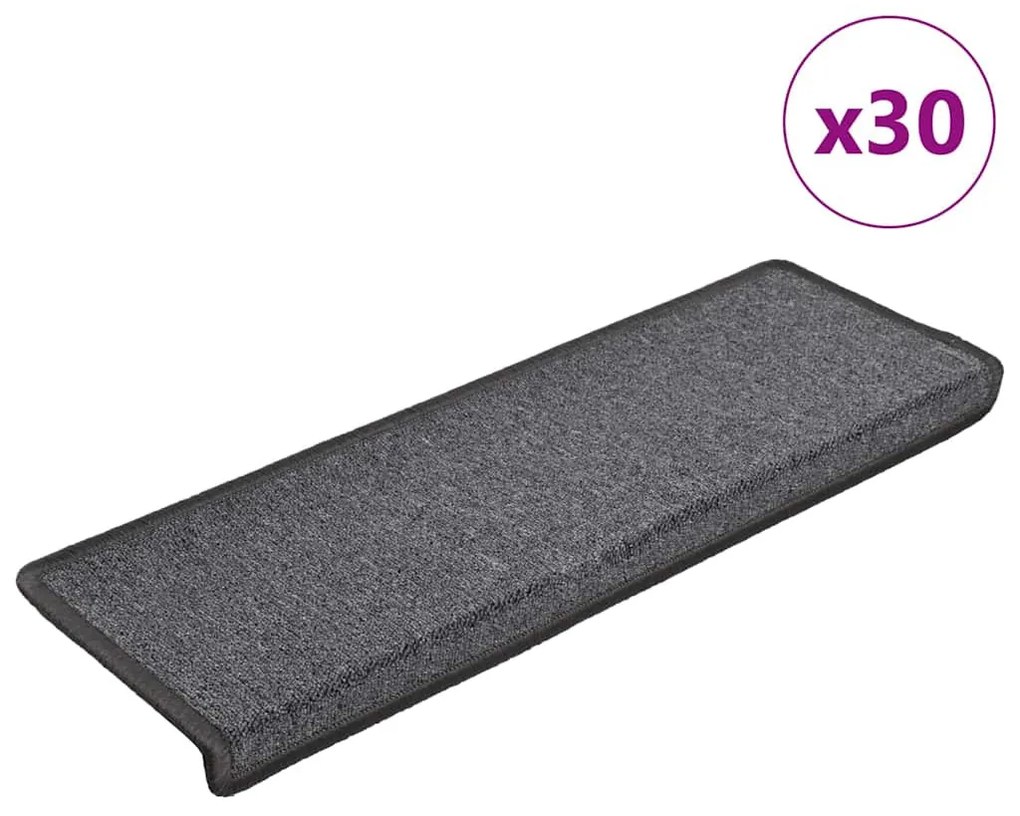 30 db sötétszürke lépcsőszőnyeg, téglalap alakú széllel, 65 x 21 x 4 cm