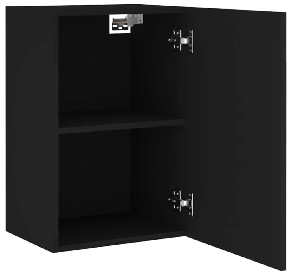 fekete szerelt fa fali TV-szekrény 40,5 x 30 x 60 cm