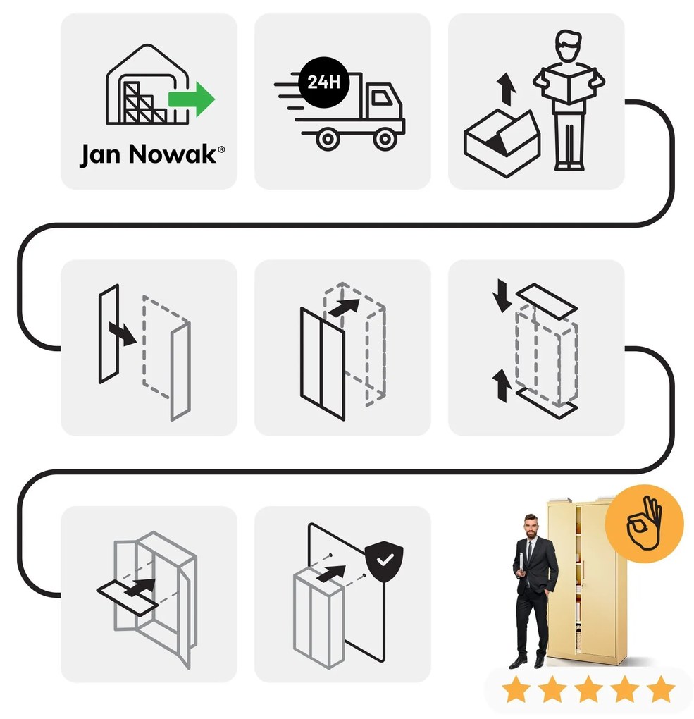 Nagyméretű polcos szekrény JAN H, 900 x 1950 x 400 mm, Fresh Style: bézs