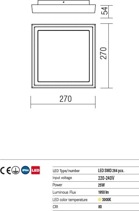 REDO 9187 BEZEL Modern Kültéri Mennyezeti Lámpa LED IP54