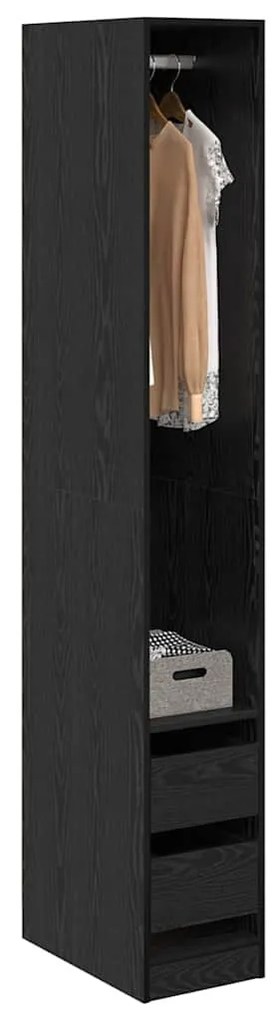 Ruhásszekrény polcokkal Musta tammi 30 x 50 x 200 cm Faanyag