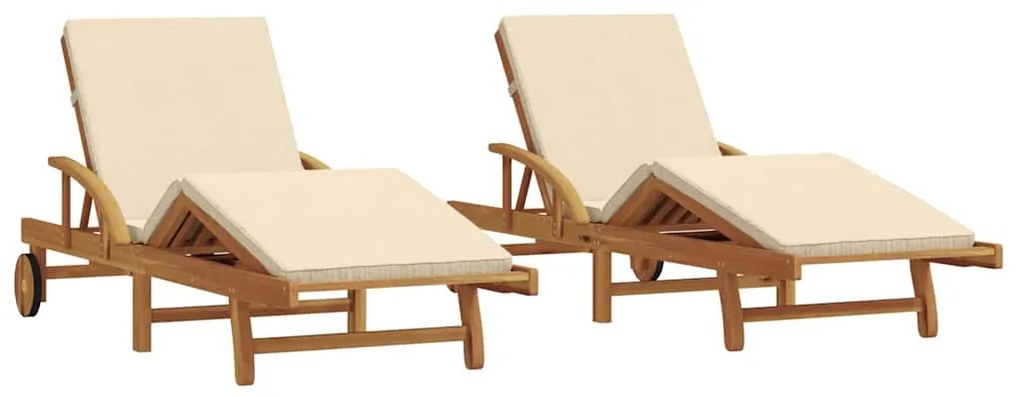 vidaXL Napozó 2 pcs Bézs 200 x 67 x 84 cm Tömör Akácfa