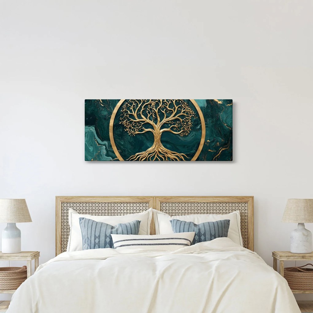 Kép – Márványban lévő arany életfa (120x50 cm)
