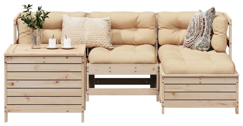 vidaXL 5 részes tömör fenyőfa kerti kanapészett