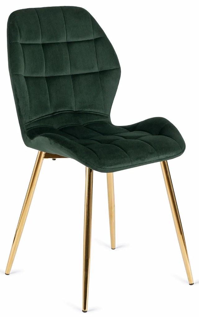 Étkezőszék LUCKY sötétzöld bársony/arany lábak