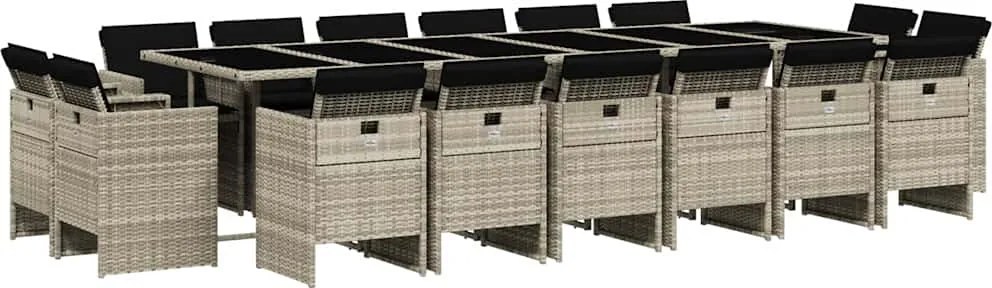 vidaXL 17 részes szürke polyrattan kerti étkezőgarnitúra párnákkal