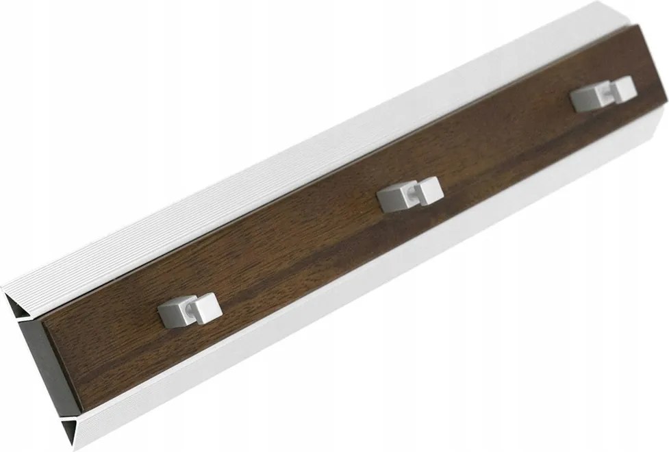 Fali Akasztó Ezüst Barna 36cm Fa Fém Loft Alumínium 35