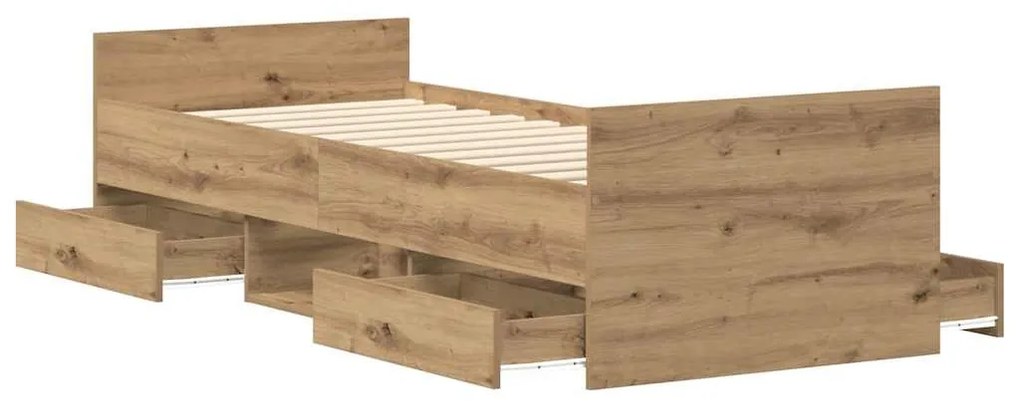 kézműves tölgy szerelt fa ágykeret matrac nélkül 100x200 cm