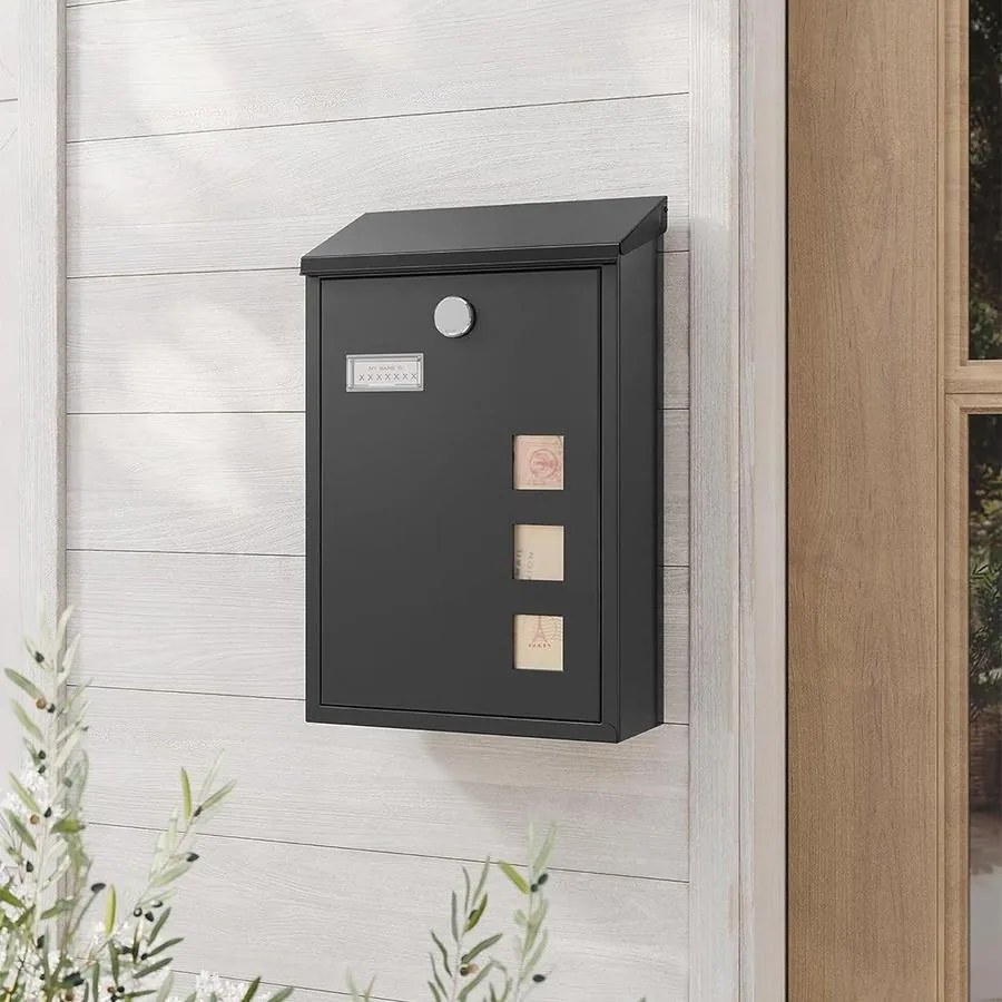 Postaláda, Modern postaláda, 25,5 x 39,5 x 11,5 cm, fekete