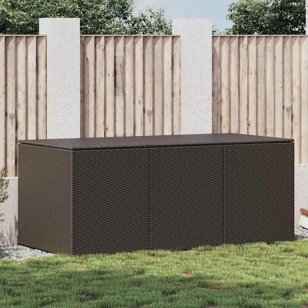 Barna Polyrattan Kerti Tárolóláda 180 X 90 X 70 Cm