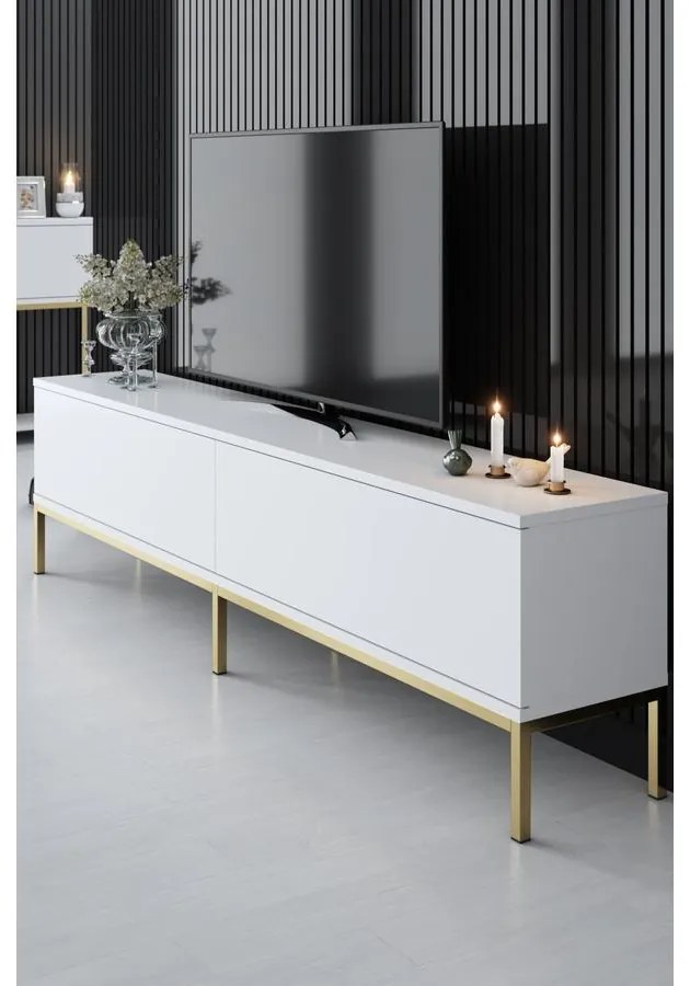 TV szekrény Lord - White, Gold