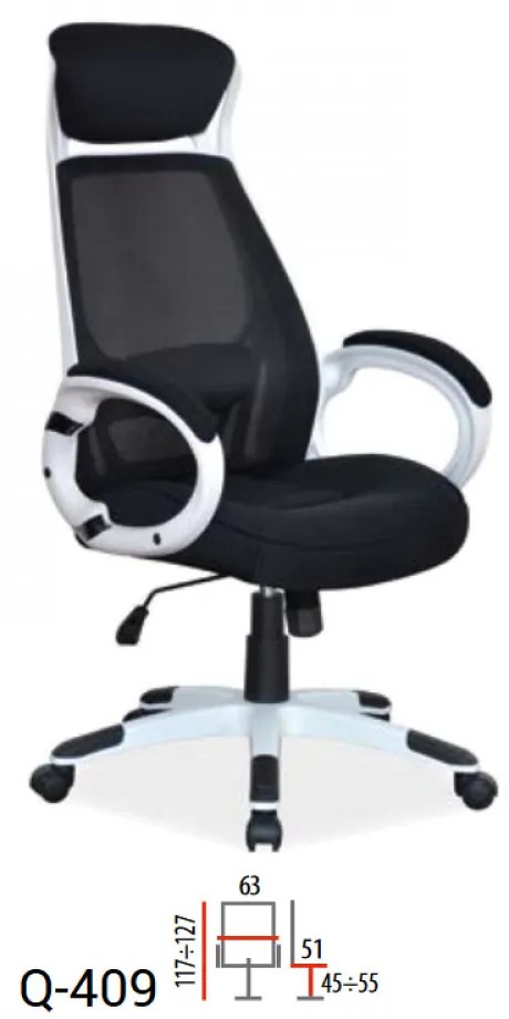 Q-409 irodai forgószék fekete fehér